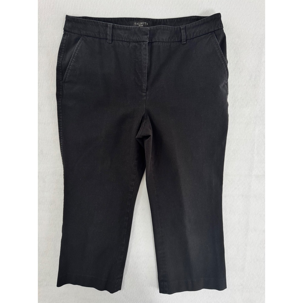 Talbots Petites Black Cropped Trousers Straight Leg Pants 8P Business Casual